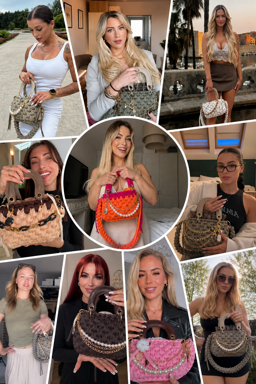 Collage mit Event-Looks, Streetstyles und Duduhook Taschen